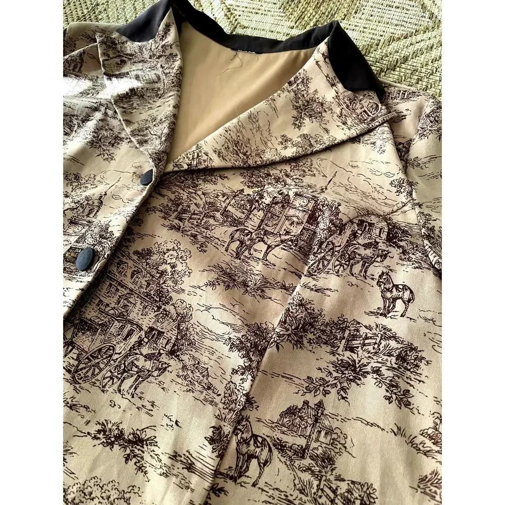 Vintage Village Scene light blazer button front